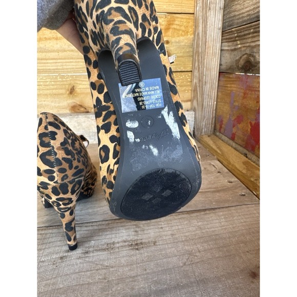 Forever Cheetah Print Womens High‎ Heels Size 8 - Picture 10 of 12